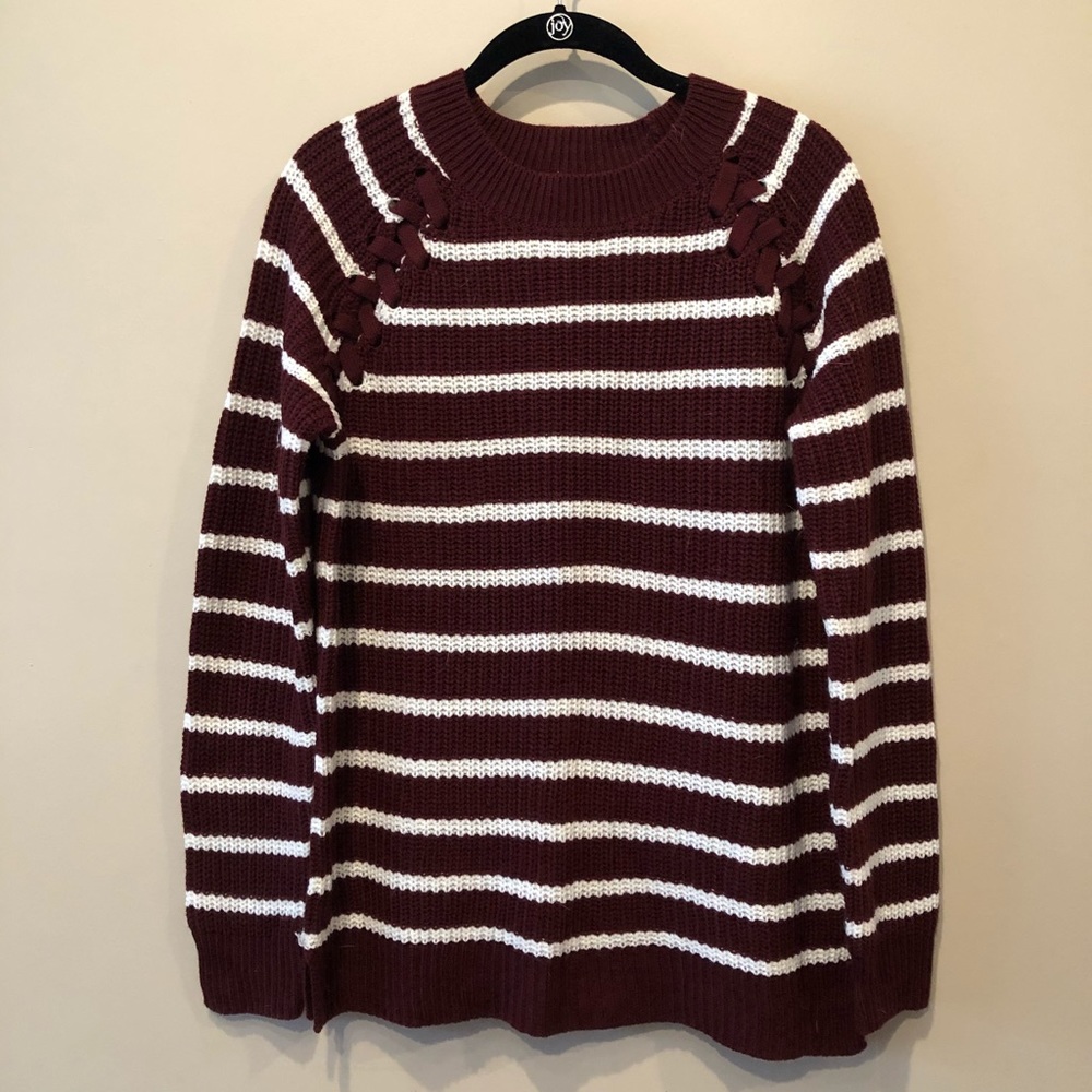 Maroon stripe knit sweater